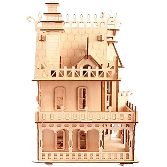 3D WOODEN PUZZLE DIY CRAFT KITS- MODEL PUZZLE ASSEMBLY MODEL KIT AND HOUSE FURNITURE SET-FANTASY VILLA BIRTHDAY GIFT, FOR KIDS,TEENS AND ADULTS - Image 3